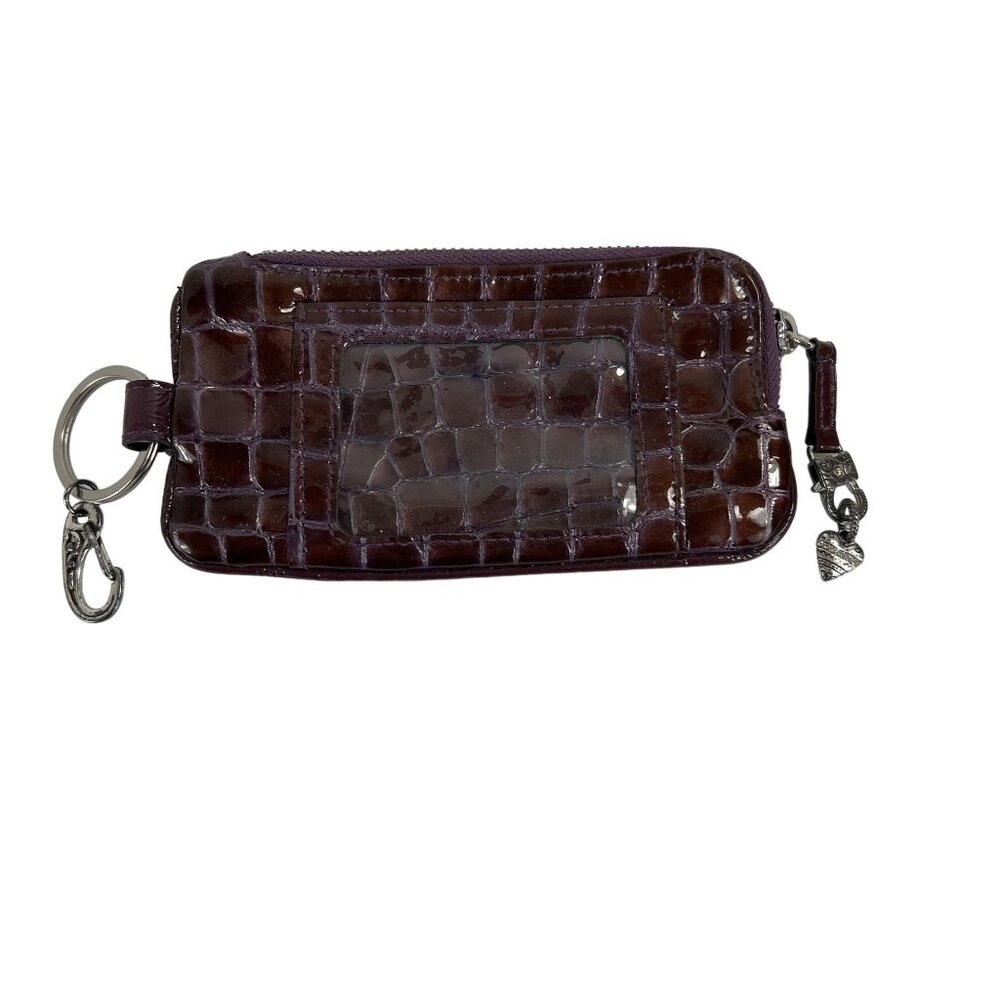 Brighton Twister Patent Croc ID Key Holder Credit Cards Zipper Coin Holdr Purple